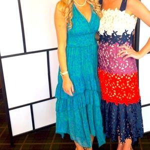 Anthropologie blue and green floral dress